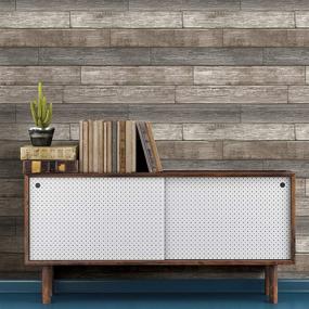 img 3 attached to 🔨 Transform Your Space with NuWallpaper NU3130 Peel & Stick Reclaimed Wood Plank Natural Wallpaper