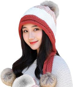 img 2 attached to 🧣 Warm and Stylish HUAMULAN Women's Fleece Lined Winter Beanie Hat with Ear Flaps, Perfect for Skiing, Cosy Dual Layered Design with Pompoms