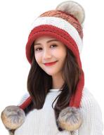 🧣 warm and stylish huamulan women's fleece lined winter beanie hat with ear flaps, perfect for skiing, cosy dual layered design with pompoms logo