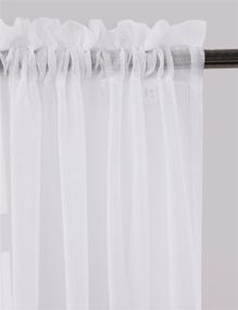 img 1 attached to 🏡 MYSTIC-HOME Sheer Curtains: White 63 Inch Length, Rod Pocket Voile Drapes for Living Room and Bedroom