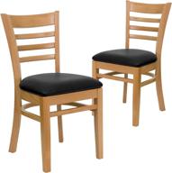 🪑 2 pack hercules series ladder back natural wood restaurant chairs with black vinyl seats by flash furniture logo
