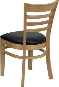 img 1 attached to 🪑 2 Pack HERCULES Series Ladder Back Natural Wood Restaurant Chairs with Black Vinyl Seats by Flash Furniture