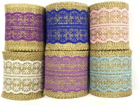 img 4 attached to 🎀 6-Pack of Wrapables Hessian Burlap with Lace Ribbon, 2.5 Inch Width x 2 Yards Length, in Pink, Lavender, Purple, Sky Blue, Blue, and White