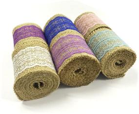 img 3 attached to 🎀 6-Pack of Wrapables Hessian Burlap with Lace Ribbon, 2.5 Inch Width x 2 Yards Length, in Pink, Lavender, Purple, Sky Blue, Blue, and White