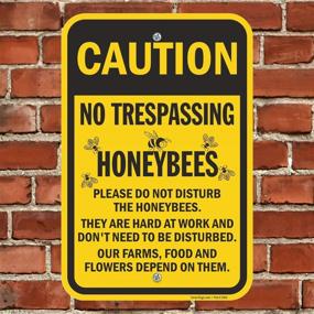 img 1 attached to 🐝 SmartSign Aluminum Caution Sign: Trespassing Honeybees