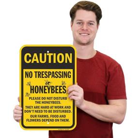 img 3 attached to 🐝 SmartSign Aluminum Caution Sign: Trespassing Honeybees