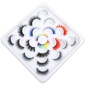 img 3 attached to 💫 10 Pairs Color Lashes – 10 Mixed Styles, Long & Short Fluffy Halloween Fake Eyelashes | Reusable & Natural False Eyelashes for a Thick, Soft, and Comfortable Dramatic Look