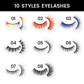 img 2 attached to 💫 10 Pairs Color Lashes – 10 Mixed Styles, Long & Short Fluffy Halloween Fake Eyelashes | Reusable & Natural False Eyelashes for a Thick, Soft, and Comfortable Dramatic Look