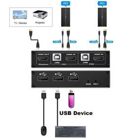 img 3 attached to 🔀 Переключатель HDMI KVM Navceker 4K @ 60 Гц - Делитесь 2 компьютерами на одном мониторе UHD с поддержкой беспроводной клавиатуры и мыши