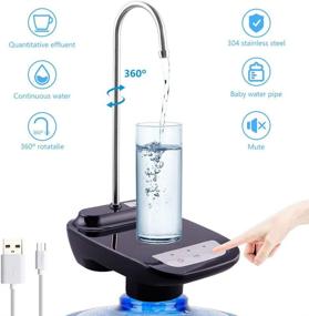 img 1 attached to 🔌 Rocomoco Low Noise USB Charging Water Dispenser Pump for Universal 2-5 Gallon Bottles – Electric Wireless Portable Water Bottle Dispenser for Kitchen, Home, Office, Camp