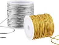 🎁 versatile metallic elastic cords for craft making and gift wrapping - 2 rolls, 1 mm x 55 yards (gold and silver) logo