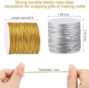 img 3 attached to 🎁 Versatile Metallic Elastic Cords for Craft Making and Gift Wrapping - 2 Rolls, 1 mm x 55 Yards (Gold and Silver)