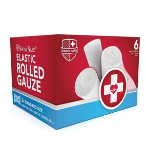 img 4 attached to 🎗 Premium Swiss Safe Long Elastic Stretch Gauze Rolls, 4 Inch x 8 Yards (Pack of 6)