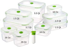 img 4 attached to 🍃 Long-Lasting Freshness: 19-Piece Vacuum Seal Food Storage Containers in Rectangular Shape