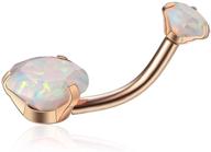 💎 opal belly button rings: surgical steel rose gold navel piercing jewelry for women girls - 14g internally threaded - opal dia/weight 5mm(0.3ct)/8mm(1.0ct) logo