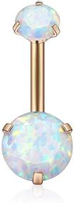 img 3 attached to 💎 Opal Belly Button Rings: Surgical Steel Rose Gold Navel Piercing Jewelry for Women Girls - 14G Internally Threaded - Opal Dia/Weight 5mm(0.3ct)/8mm(1.0ct)