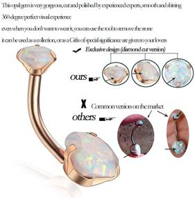 img 2 attached to 💎 Opal Belly Button Rings: Surgical Steel Rose Gold Navel Piercing Jewelry for Women Girls - 14G Internally Threaded - Opal Dia/Weight 5mm(0.3ct)/8mm(1.0ct)