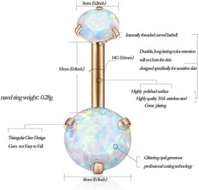 img 1 attached to 💎 Opal Belly Button Rings: Surgical Steel Rose Gold Navel Piercing Jewelry for Women Girls - 14G Internally Threaded - Opal Dia/Weight 5mm(0.3ct)/8mm(1.0ct)