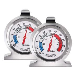 img 4 attached to 🌡️ 2 Pack Refrigerator Thermometer, -30°C to 30°C/-20°F to 80°F, Large Dial Fridge Thermometer with Red Indicator for Freezer, Refrigerator, Cooler