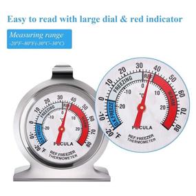 img 3 attached to 🌡️ 2 Pack Refrigerator Thermometer, -30°C to 30°C/-20°F to 80°F, Large Dial Fridge Thermometer with Red Indicator for Freezer, Refrigerator, Cooler