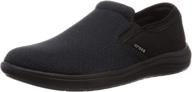 men's black reviva slip-ons by crocs logo