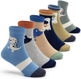 img 4 attached to 🧦 Kids Colorful Cotton Crew Socks with Seamless Toe - Pack of 6 Quarter Socks