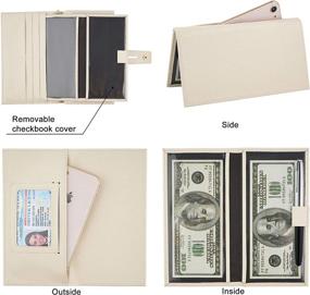 img 2 attached to 👛 WOZEAH Womens RFID Blocking Wallet with Large Capacity, Artificial Leather, Credit Card Organizer & Checkbook Wallet - Pebbled Creamy White