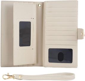 img 4 attached to 👛 WOZEAH Womens RFID Blocking Wallet with Large Capacity, Artificial Leather, Credit Card Organizer & Checkbook Wallet - Pebbled Creamy White