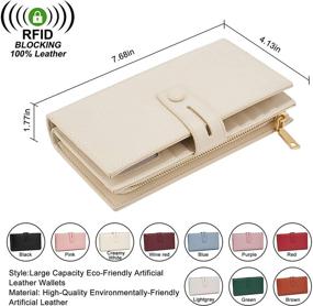 img 1 attached to 👛 WOZEAH Womens RFID Blocking Wallet with Large Capacity, Artificial Leather, Credit Card Organizer & Checkbook Wallet - Pebbled Creamy White