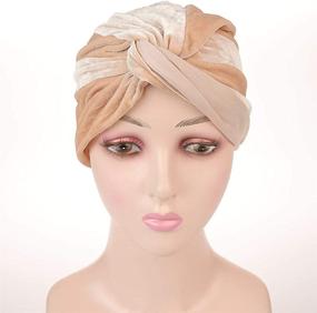 img 2 attached to Stretch Velvet Twist Pleated Hair Wrap Turban Hat for Women with Cancer Chemo Beanie Cap Headwear by Fxhixiy