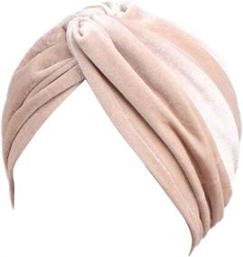 img 4 attached to Stretch Velvet Twist Pleated Hair Wrap Turban Hat for Women with Cancer Chemo Beanie Cap Headwear by Fxhixiy