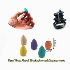 img 3 attached to 🪔 100 Backflow Incense Cones - Green Tea, Osmanthus, Jasmine, Lavender, Rose, Sandalwood - Natural Mixed Incense Sticks for Kitchen, Waterfall Fragrance - 100 Cones