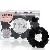 💁 invisibobble sprunchie spiral hair ring - true black- 2 pack - stylish bracelet and hair accessory for women, girls, teens, and thick hair - strong elastic grip and gentle coil logo