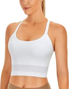 img 4 attached to CRZ YOGA Longline Wireless Racerback Women's Clothing