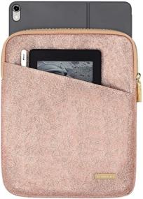 img 3 attached to Comfyable Tablet Sleeve Compatible with 12.9 Inch iPad Pro M1 2020 2021 and Smart/Magic Keyboard - Water-Repellent Protective Pouch Case with Pocket & Pencil Holder for iPad, Rose Gold Glitter