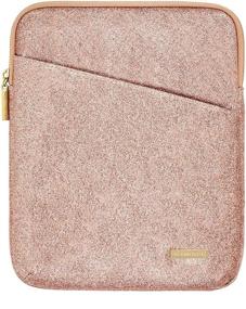 img 4 attached to Comfyable Tablet Sleeve Compatible with 12.9 Inch iPad Pro M1 2020 2021 and Smart/Magic Keyboard - Water-Repellent Protective Pouch Case with Pocket & Pencil Holder for iPad, Rose Gold Glitter