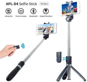 img 2 attached to Selfie Stick Tripod by SABER: 3-in-1 Extendable Stick with Bluetooth Remote for iPhone, Samsung, Google & More (Black)