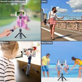 img 3 attached to Selfie Stick Tripod by SABER: 3-in-1 Extendable Stick with Bluetooth Remote for iPhone, Samsung, Google & More (Black)