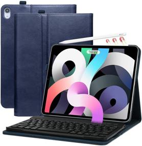 img 4 attached to 📱 Premium Leather iPad Air 4th Gen Keyboard Case (10.9-inch, 2020) with Pencil Holder - Detachable Bluetooth Keyboard for iPad Pro 11 2018 - Stylish Cover for Apple 10.9-inch iPad Air 4 Gen