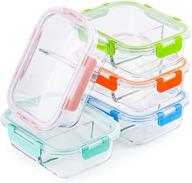 🍱 durable glass meal prep containers 2 compartment set, 5-pack – perfect for portion control, 34oz capacity, glass bento boxes for adults – divided glass lunch containers with secure lids логотип