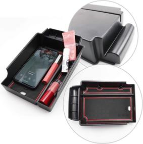 img 1 attached to CDEFG Center Console Accessory Organizer for Blazer 2019-2021 Red Armrest Box - Premium ABS Material Insert Tray