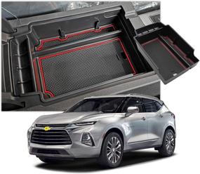 img 4 attached to CDEFG Center Console Accessory Organizer for Blazer 2019-2021 Red Armrest Box - Premium ABS Material Insert Tray