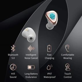 img 3 attached to 🎧 Wireless Earbuds Bluetooth 5.0, Hi-Fi Stereo Sound with Deep Bass, IPX7 Waterproof, 36H Playtime - True Wireless Earbuds with Charging Case (White)