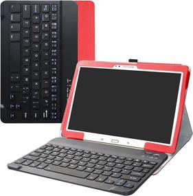 img 4 attached to 🔴 Red PU Leather Wireless Keyboard Case for Samsung Galaxy Tab S 10.5 Sm-t800 Sm-t801 Sm-t805 t807 Tablet - Bige Slim Stand Cover with Removable Wireless Keyboard