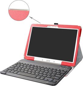 img 3 attached to 🔴 Red PU Leather Wireless Keyboard Case for Samsung Galaxy Tab S 10.5 Sm-t800 Sm-t801 Sm-t805 t807 Tablet - Bige Slim Stand Cover with Removable Wireless Keyboard