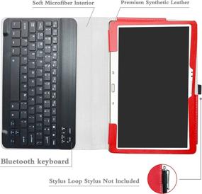 img 1 attached to 🔴 Red PU Leather Wireless Keyboard Case for Samsung Galaxy Tab S 10.5 Sm-t800 Sm-t801 Sm-t805 t807 Tablet - Bige Slim Stand Cover with Removable Wireless Keyboard