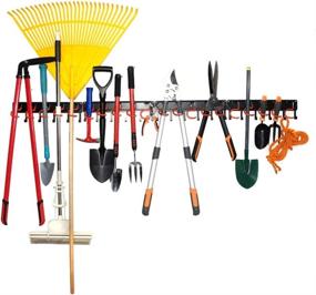 img 4 attached to 🔧 Metal Garden Tool Organizer for Garage - 68 Inch Adjustable Storage System for Rakes, Brooms, and Yard Tools