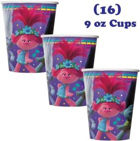 img 1 attached to 🎉 Trolls Themed Birthday Party Pack - Tablecover, Plates, Cups, Napkins, Candles - Serves 16