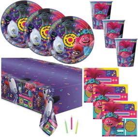 img 4 attached to 🎉 Trolls Themed Birthday Party Pack - Tablecover, Plates, Cups, Napkins, Candles - Serves 16