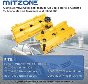 img 2 attached to 🔧 MITZONE Upgraded Yellow Aluminum Valve Covers (Front & Rear), Compatible with 2002-2009 Nissan Altima Maxima Murano Quest Infiniti i35 VQ35DE 3.5L…